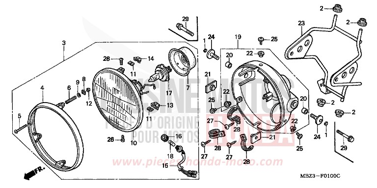 SCHEINWERFER (1) von CB1300 Super Bold'or ABS CANDY TAHITIAN BLUE (PB215) von 1998